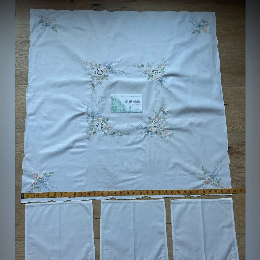 RAREST 🔥NEW🔥TABLECLOTH/6 NAPKINS SET Vintage ITALIAN VENICE 32x32” price firm!